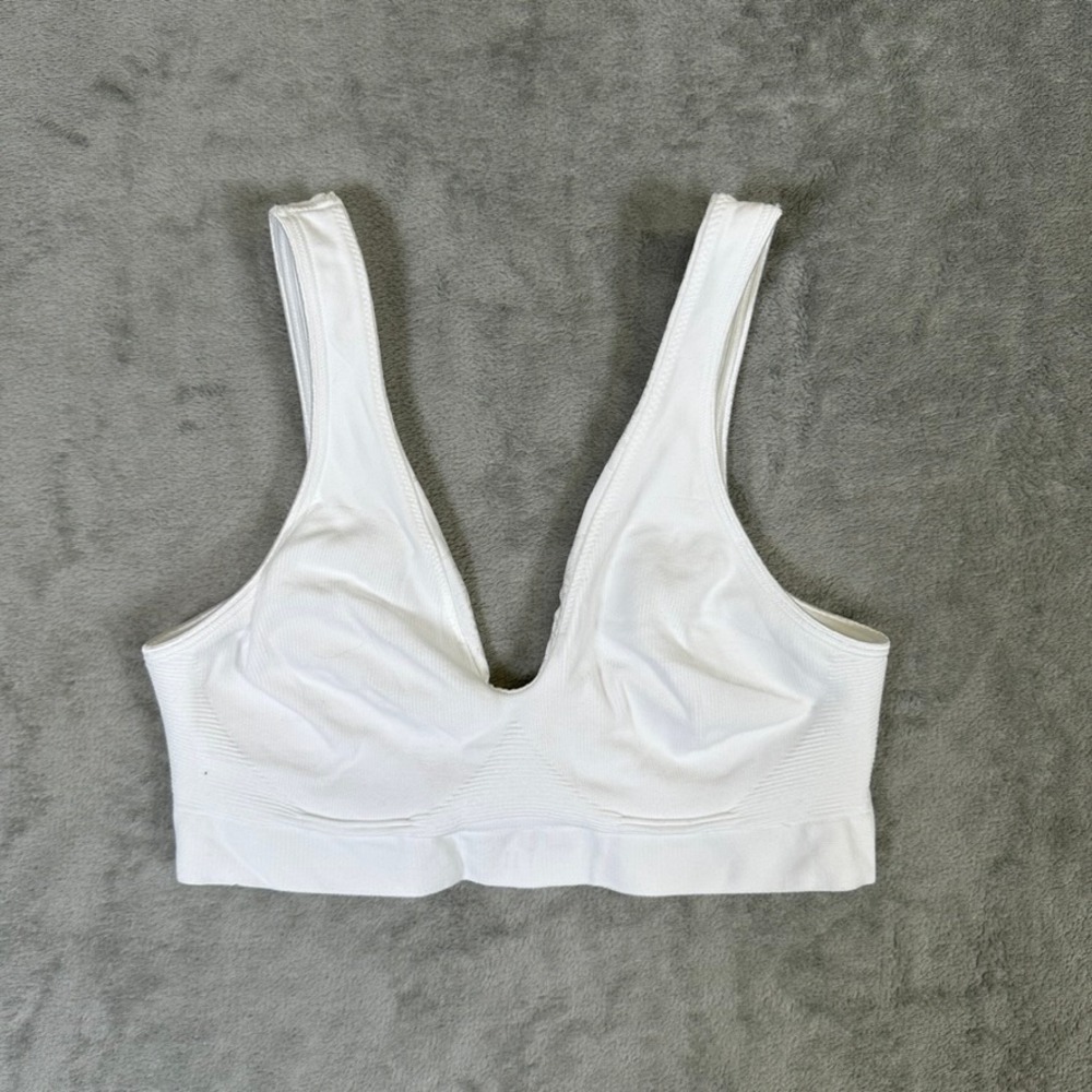 Bali Comfort Revolution White Wireless Ribbed Bra 3484 Size Large